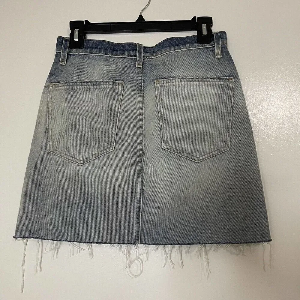 CURRENT/ELLIOTT denim light wash blue mini skirt raw edge size US 25